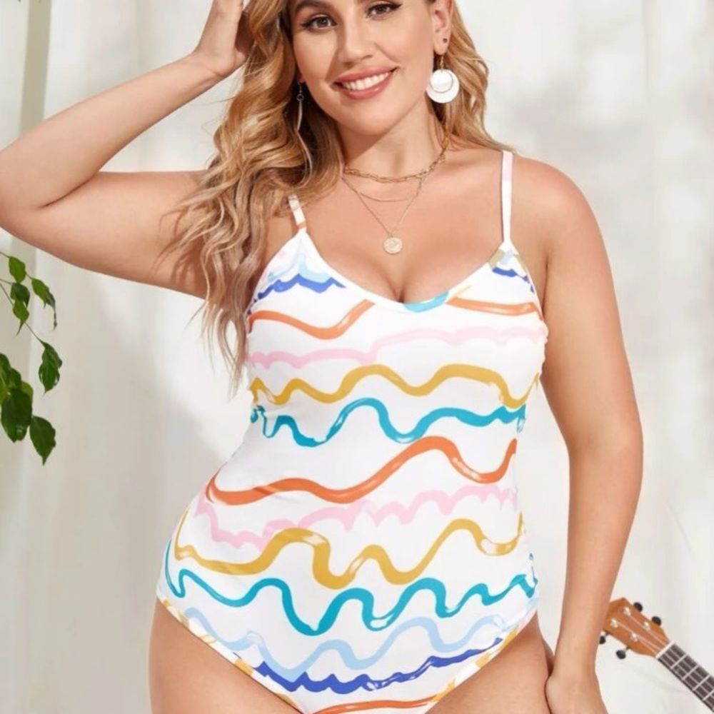 SHEIN | Women’s Bodysuits | Vintage 80s Pop of Color Plus Bodysuit